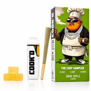 Cook’d Kryptic Kiwi 2g Disposable Vape Juice Edition packaging and device